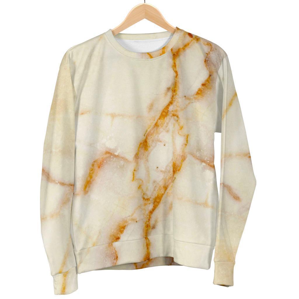 Sugar Brown Marble Print Men's Crewneck Sweatshirt