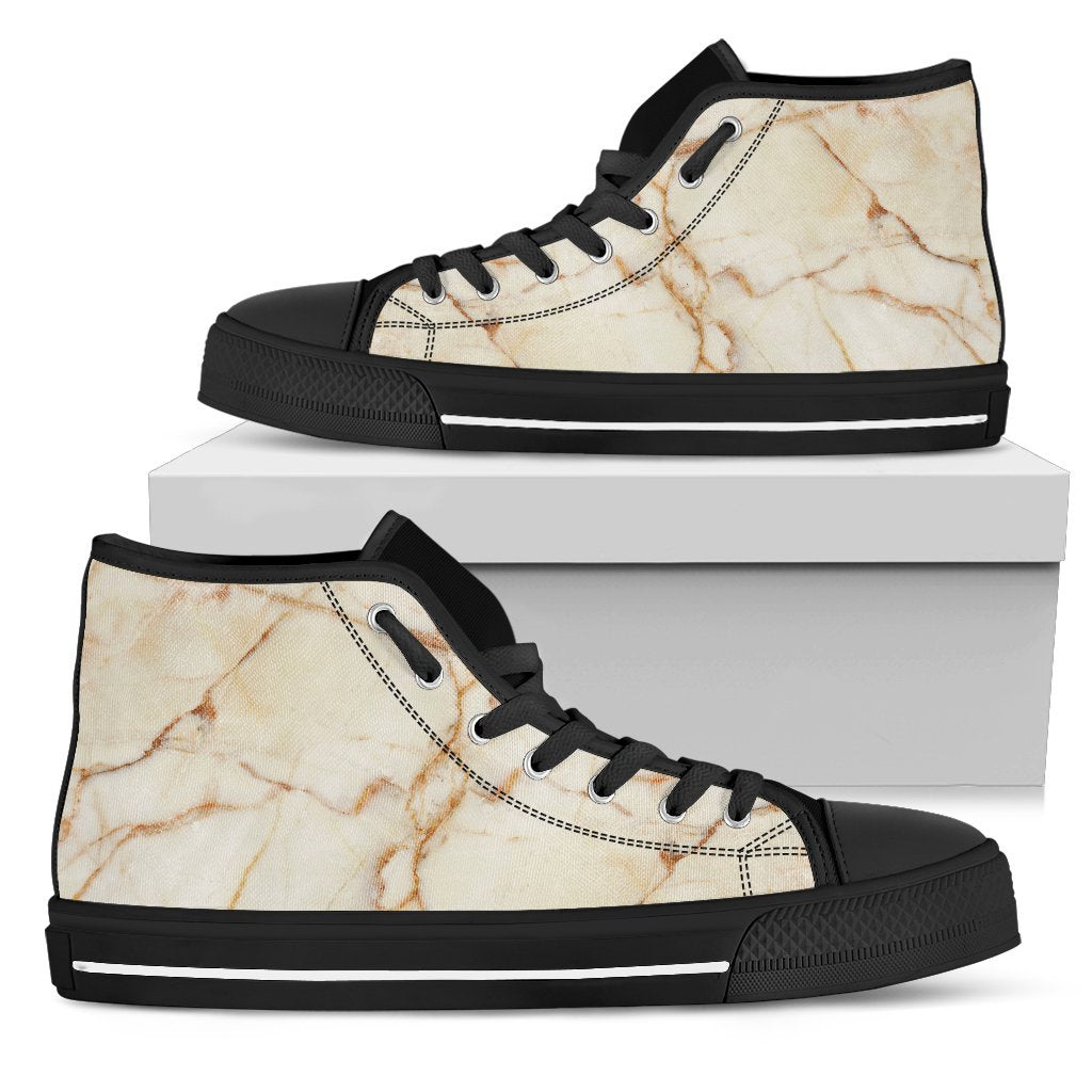 Sugar Brown Marble Print Men's High Top Shoes