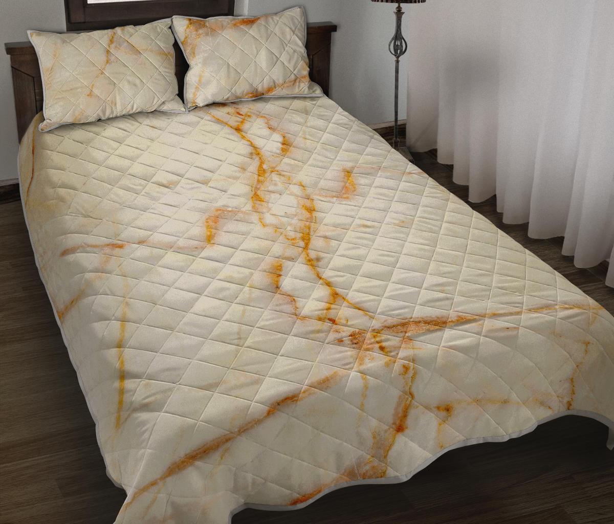 Sugar Brown Marble Print Quilt Bed Set