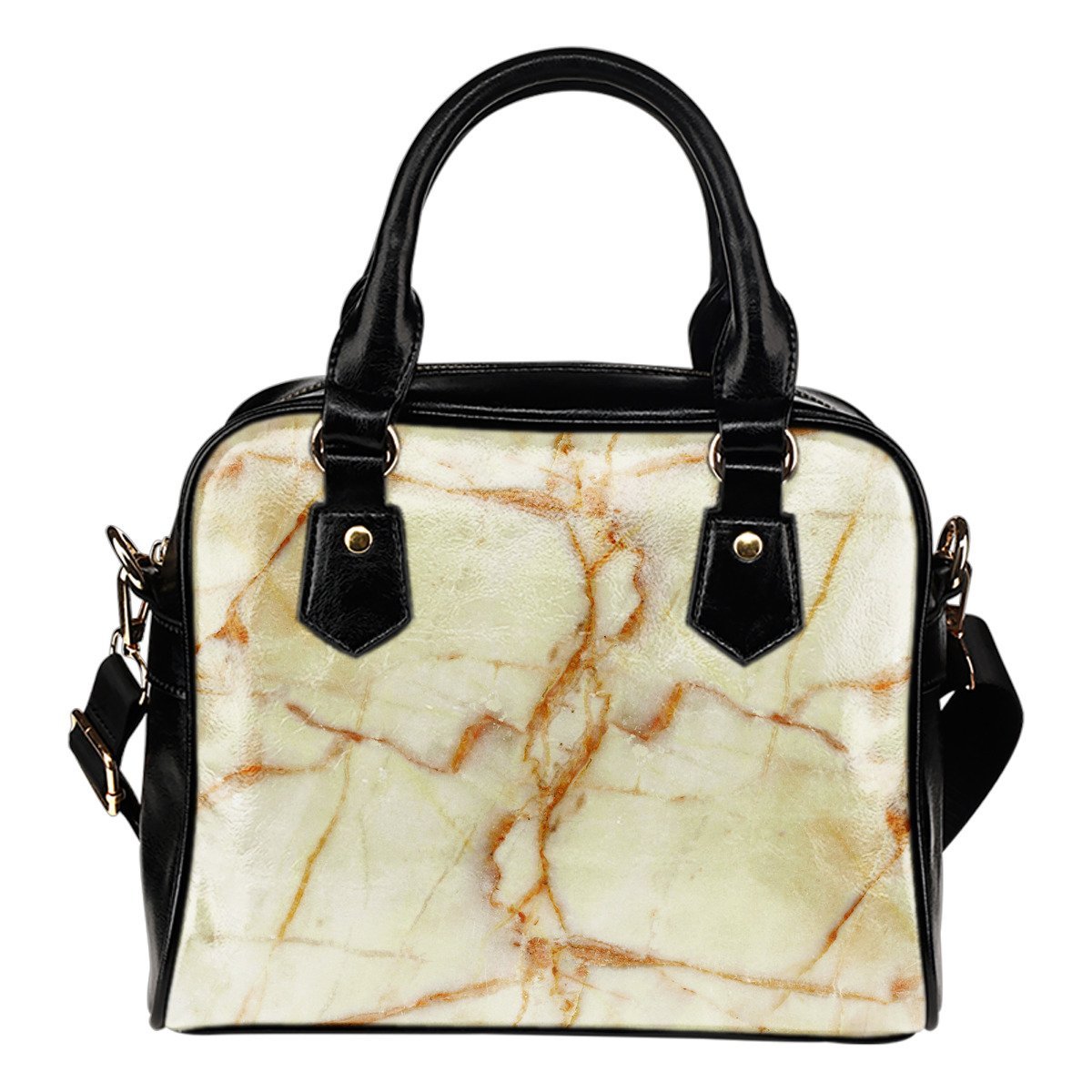 Sugar Brown Marble Print Shoulder Handbag