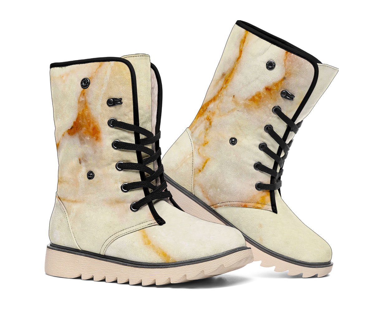 Sugar Brown Marble Print Winter Boots