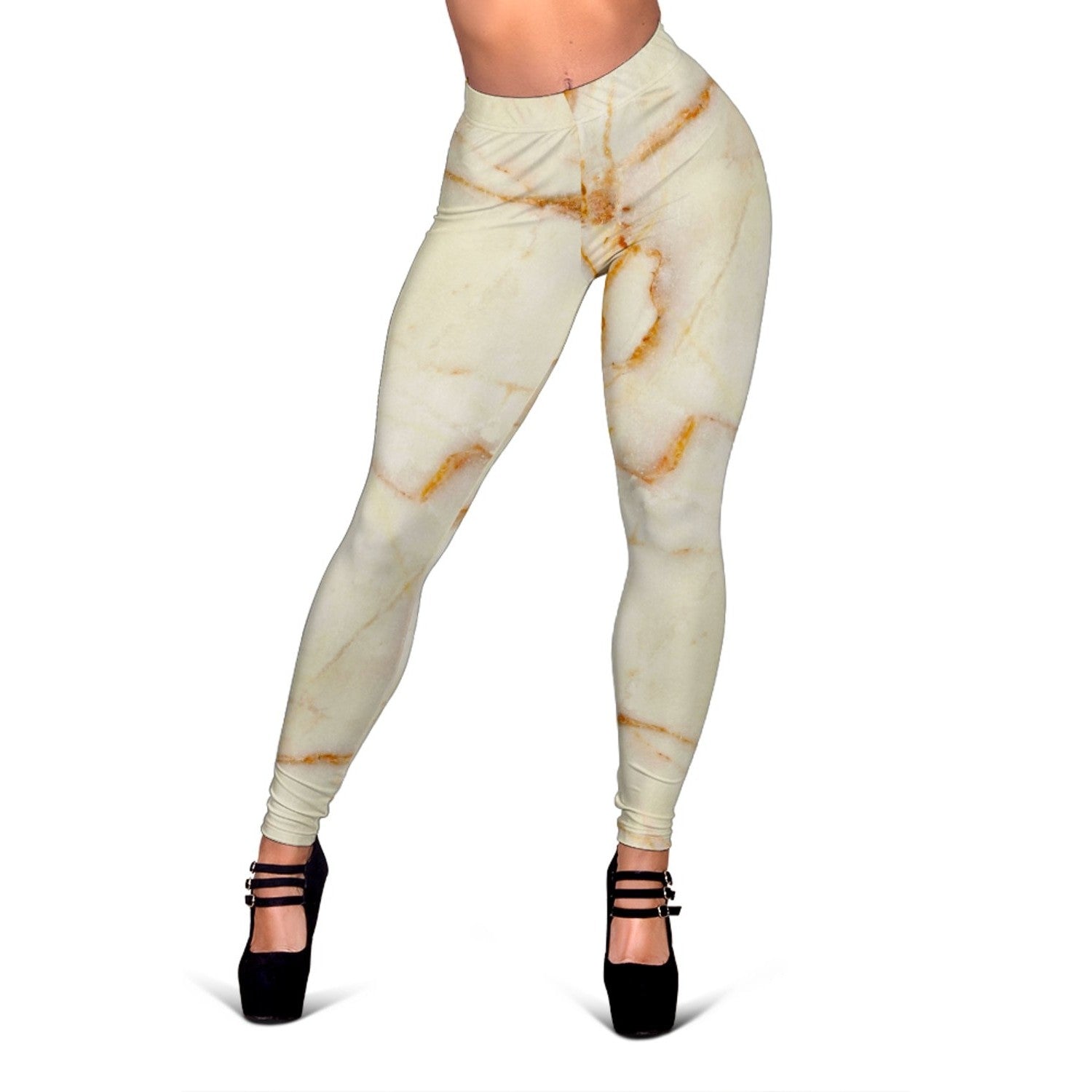 Sugar Brown Marble Print Women's Leggings