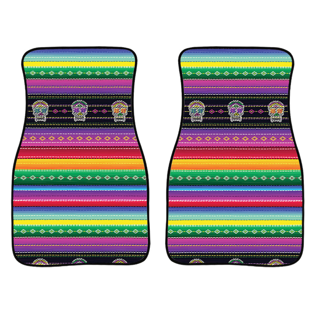 Sugar Skull Mexican Serape Pattern Print Front Car Floor Mats