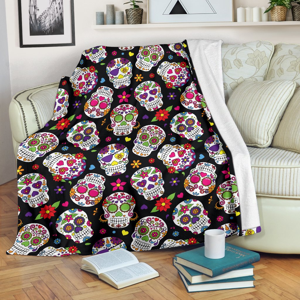 Sugar Skull Pattern Print Blanket