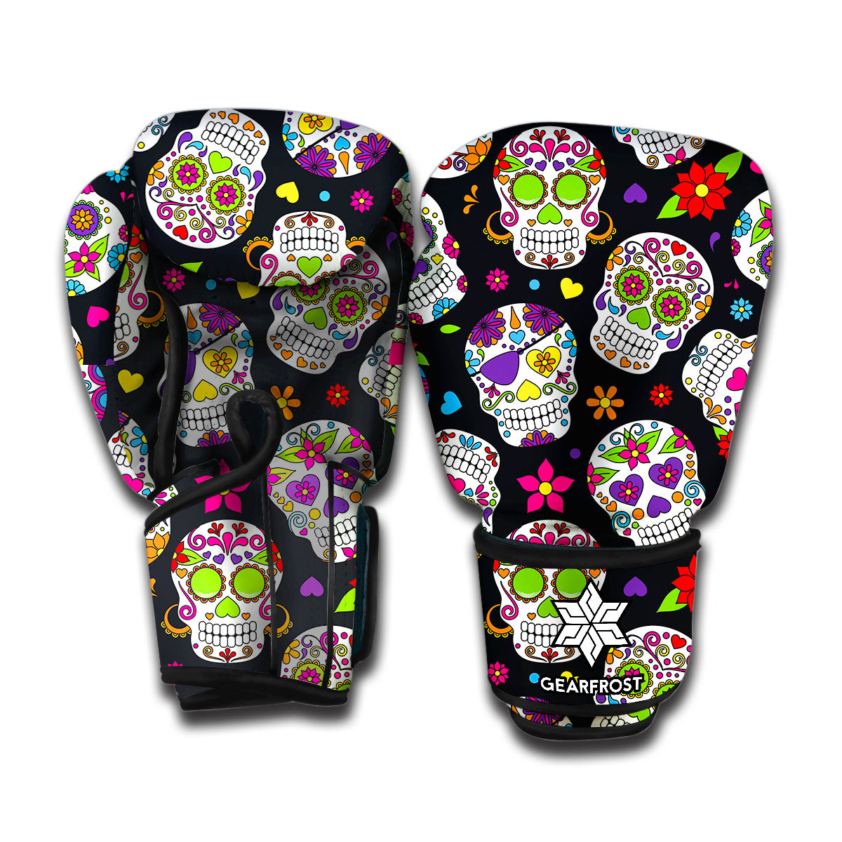 Sugar Skull Pattern Print Boxing Gloves