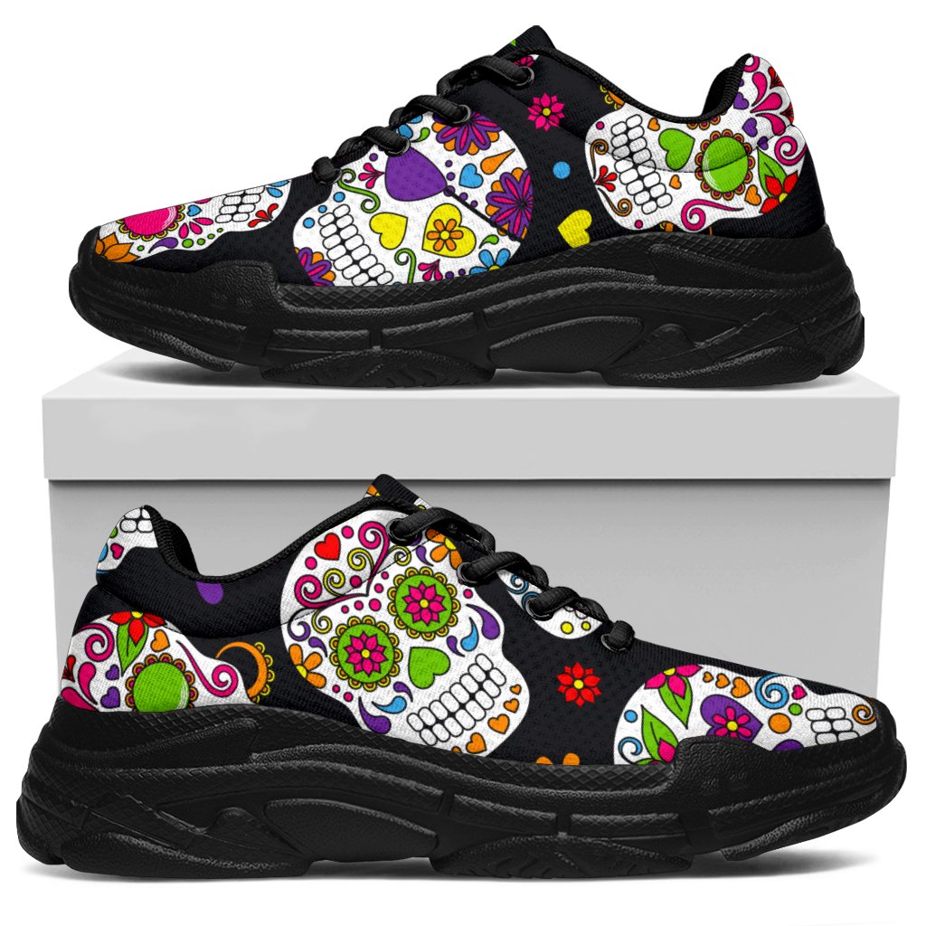 Sugar Skull Pattern Print Chunky Sneakers