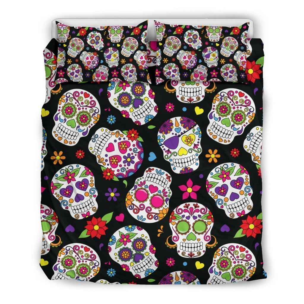 Sugar Skull Pattern Print Duvet Cover Bedding Set