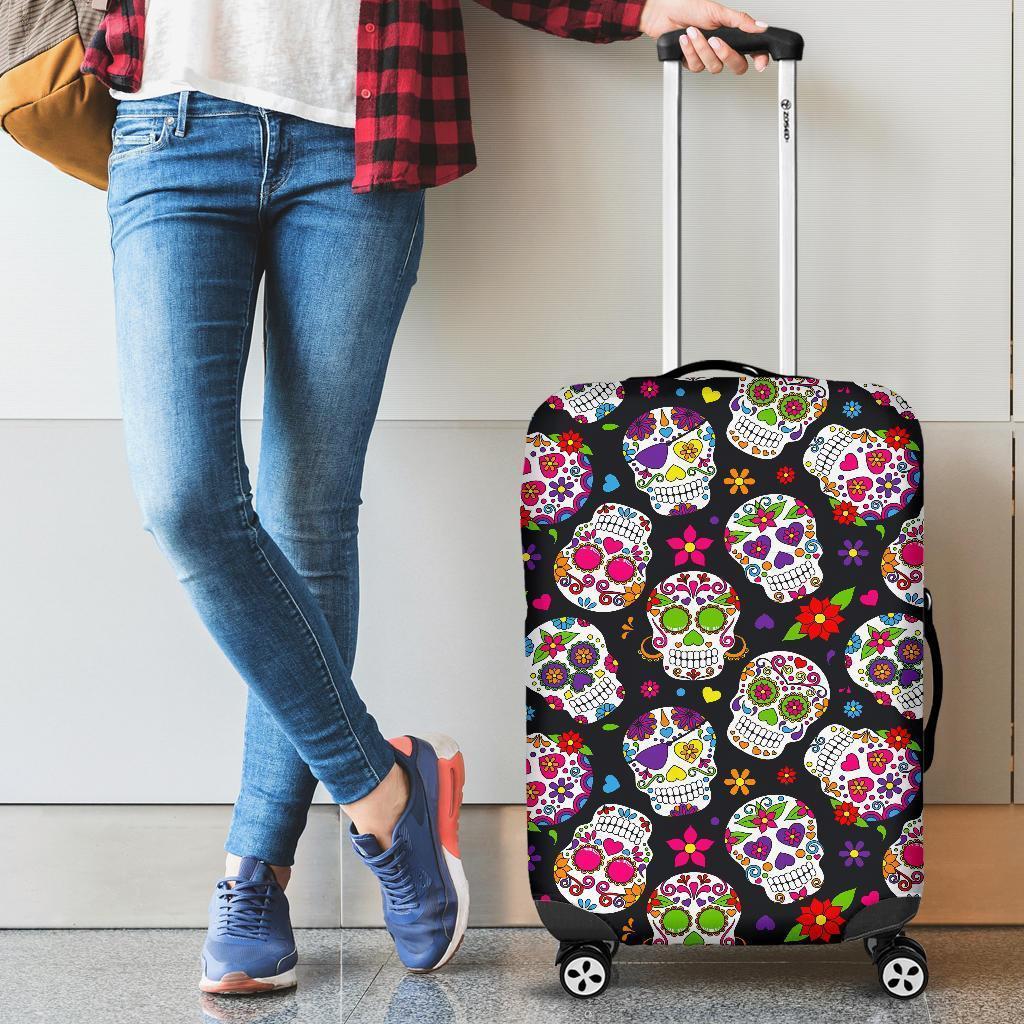 Sugar Skull Pattern Print Luggage Cover