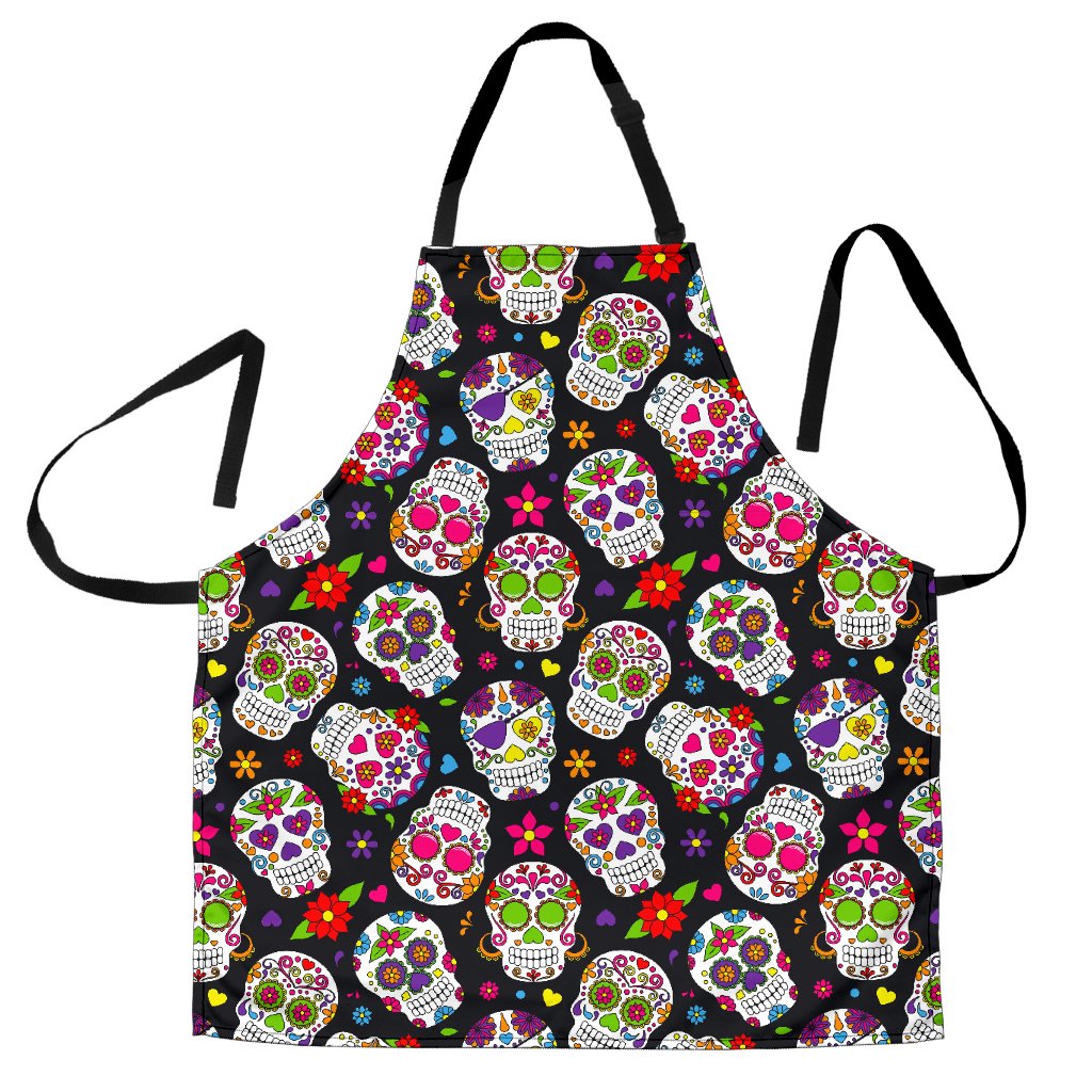 Sugar Skull Pattern Print Men's Apron