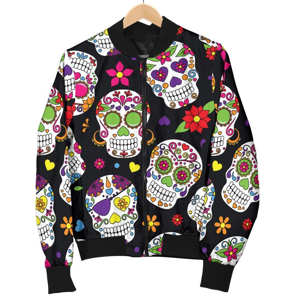 Sugar Skull Pattern Print Men's Bomber Jacket