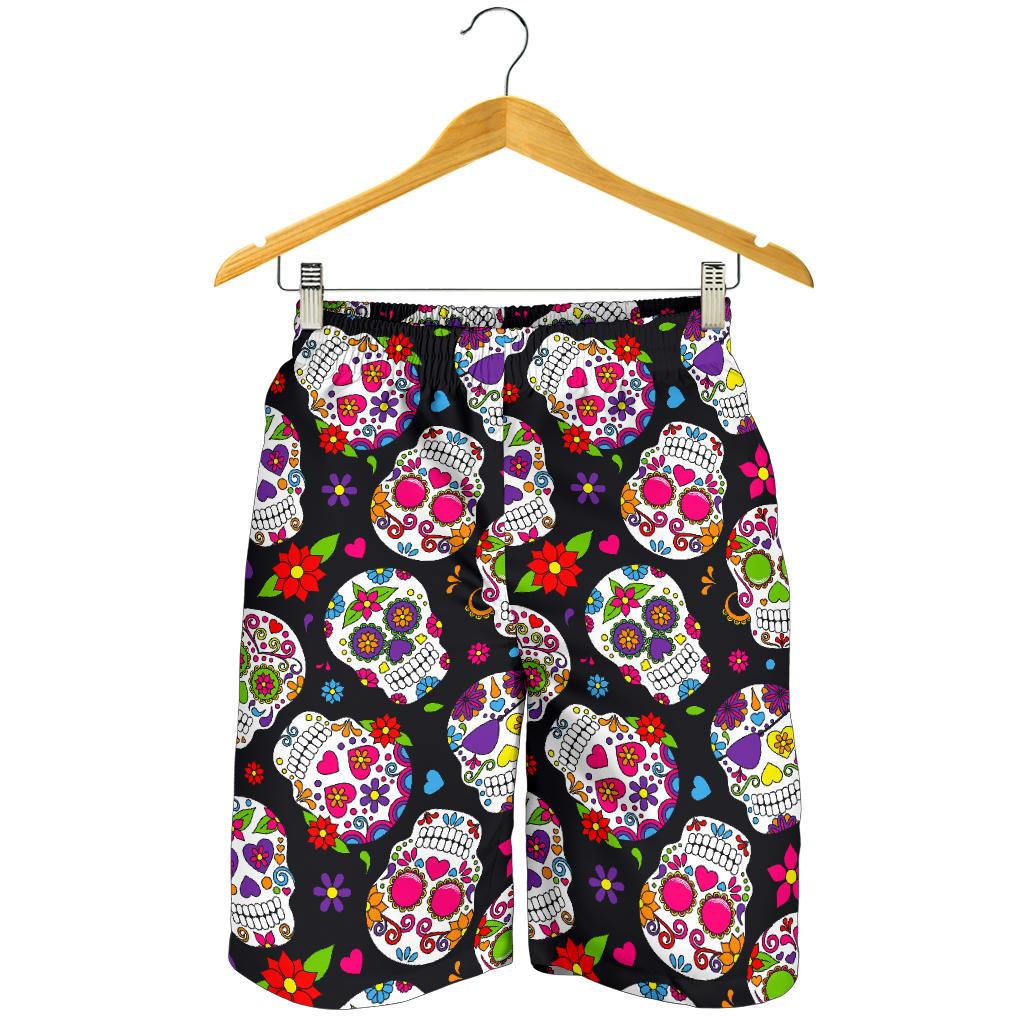 Sugar Skull Pattern Print Men's Shorts