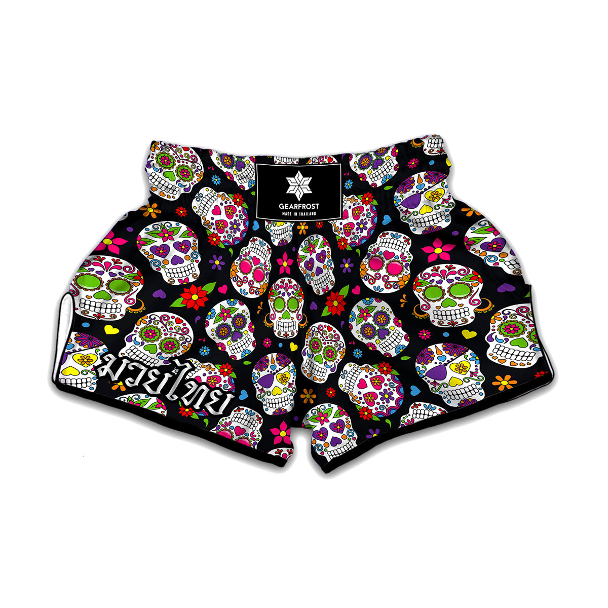 Sugar Skull Pattern Print Muay Thai Boxing Shorts