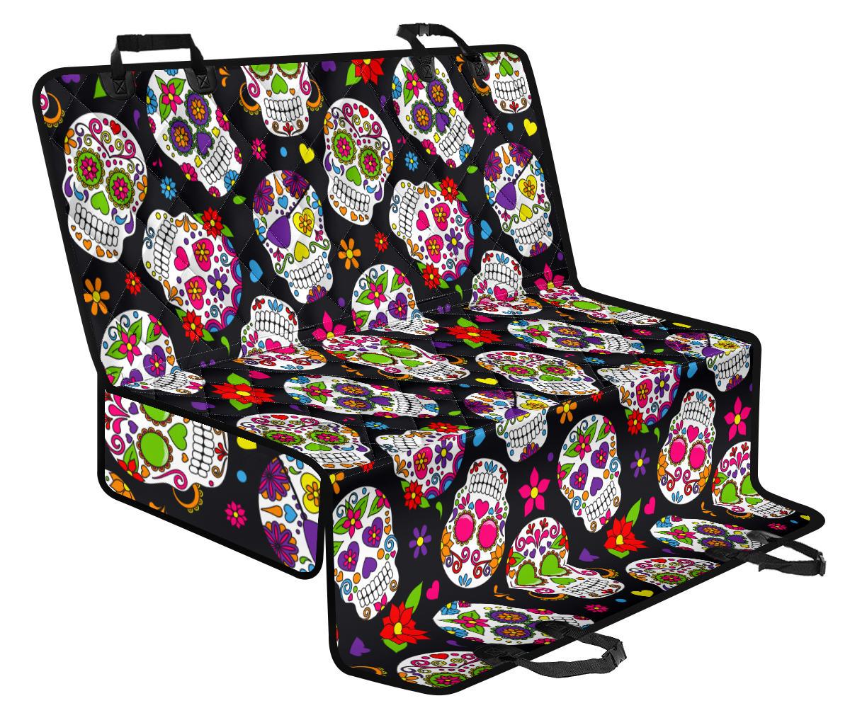 Sugar Skull Pattern Print Pet Car Back Seat Cover