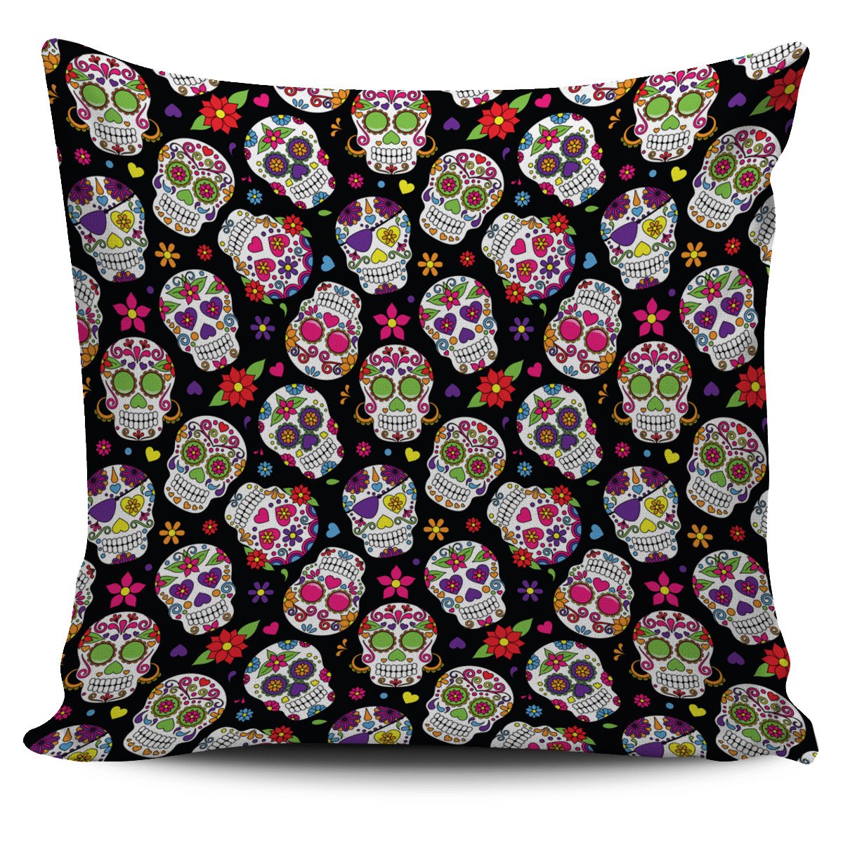 Sugar Skull Pattern Print Pillow Cover