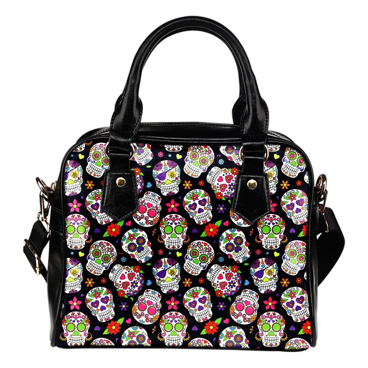 Sugar Skull Pattern Print Shoulder Handbag