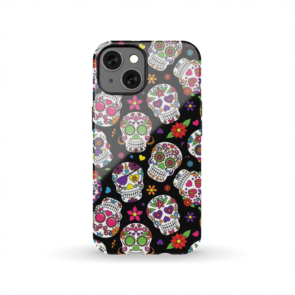 Sugar Skull Pattern Print Tough Phone Case