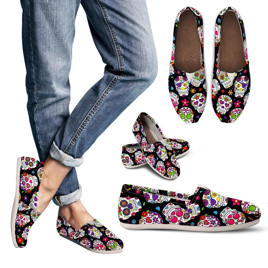 Sugar Skull Pattern Print Women's Casual Canvas Shoes