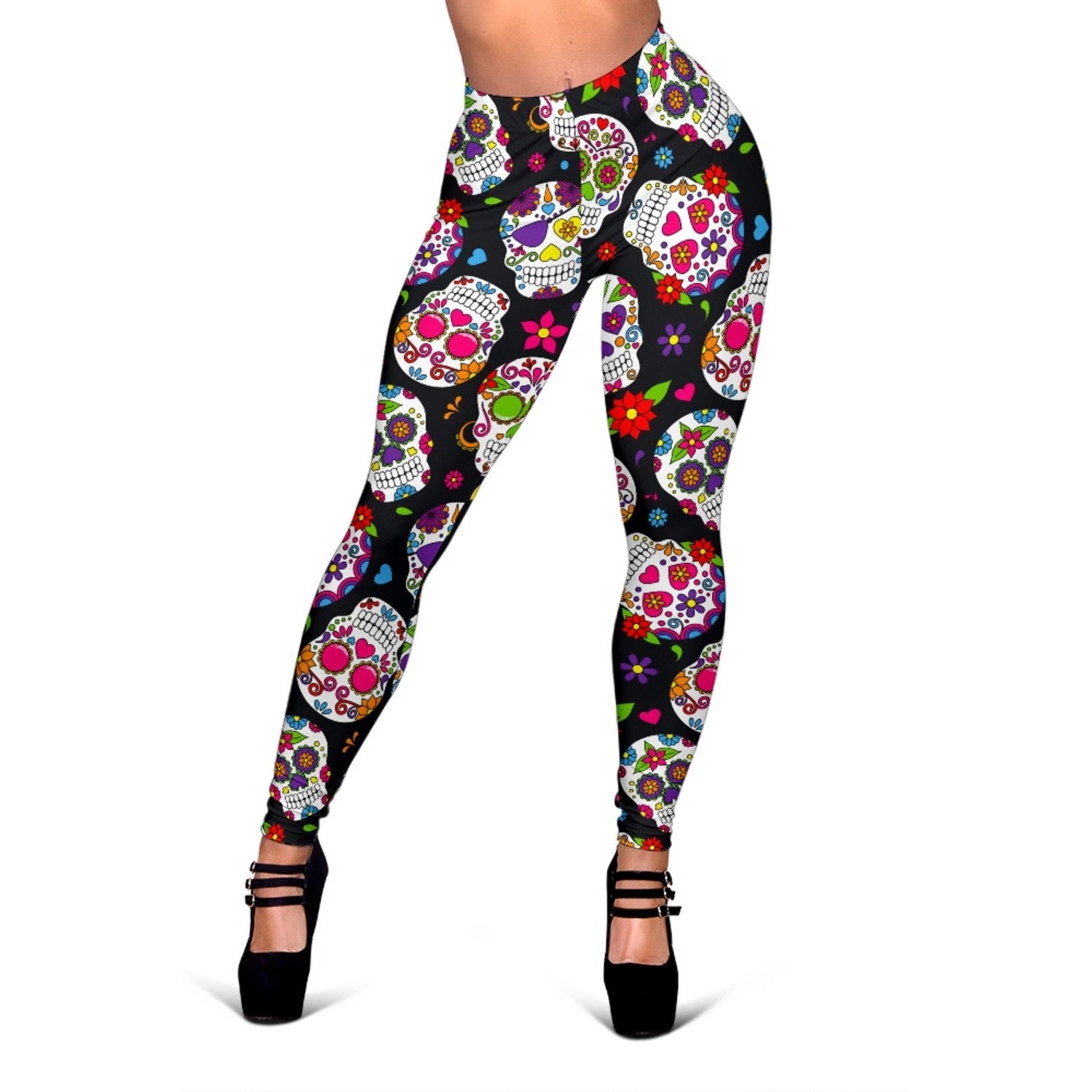 Sugar Skull Pattern Print Women's Leggings