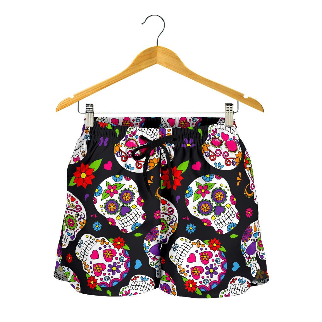 Sugar Skull Pattern Print Women's Shorts