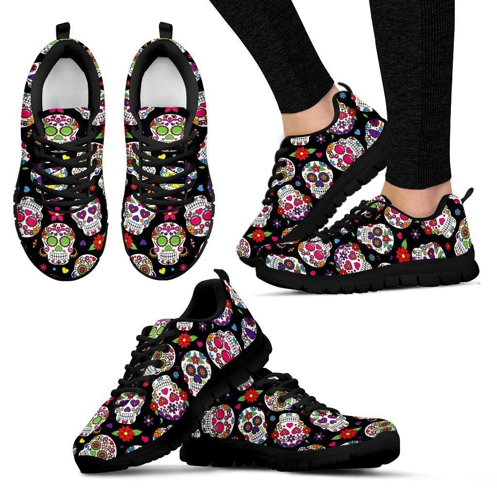 Sugar Skull Pattern Print Women's Sneakers