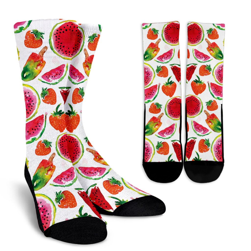 Summer Fruits Watermelon Pattern Print Crew Socks