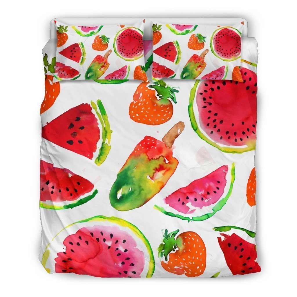 Summer Fruits Watermelon Pattern Print Duvet Cover Bedding Set