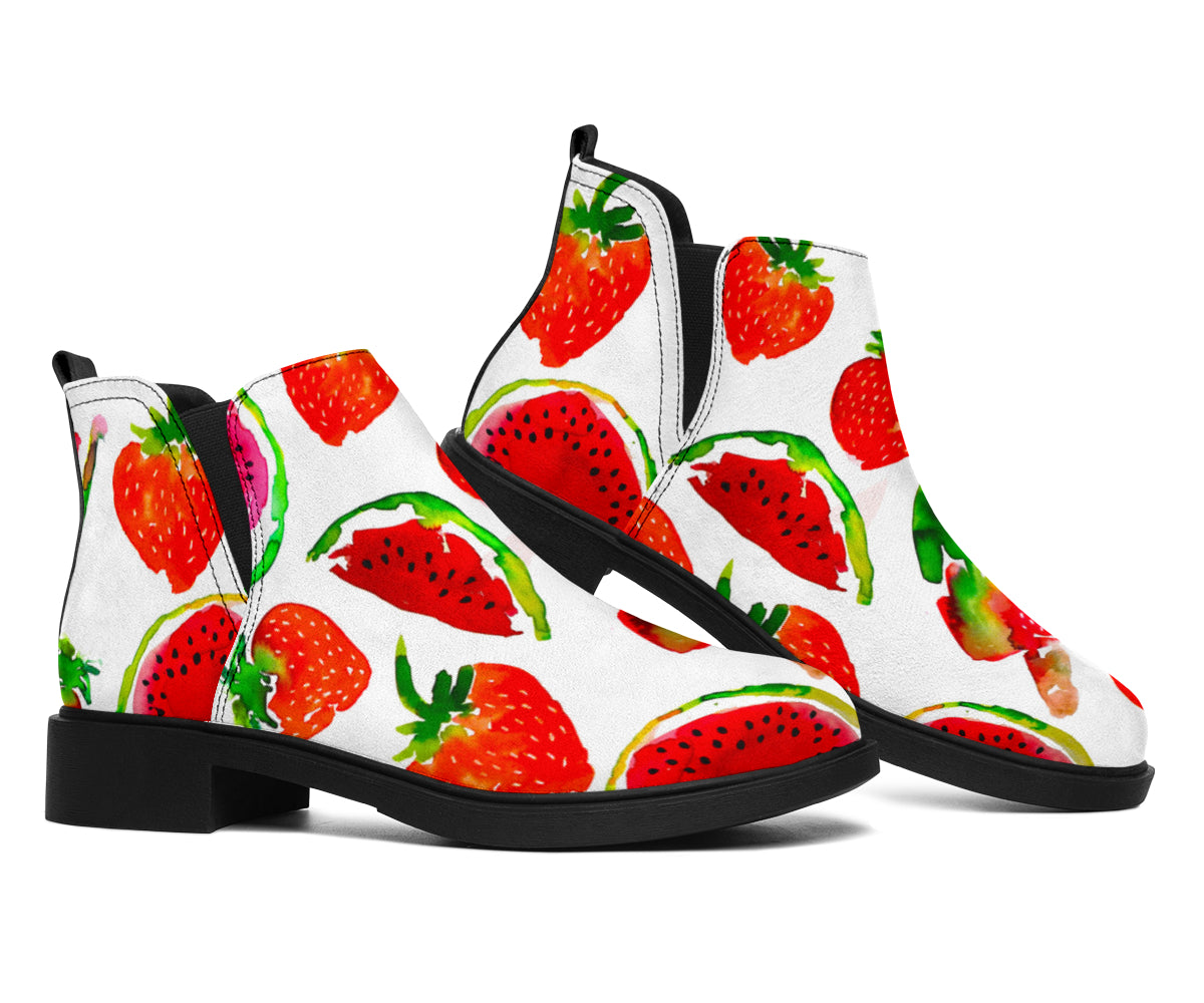 Summer Fruits Watermelon Pattern Print Flat Ankle Boots