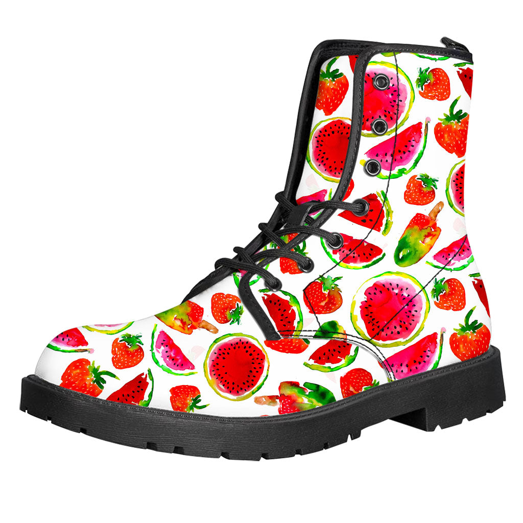 Summer Fruits Watermelon Pattern Print Leather Boots