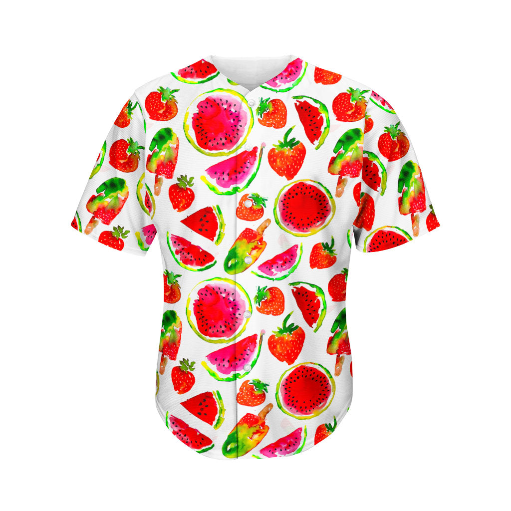 Summer Fruits Watermelon Pattern Print Men's Baseball Jersey