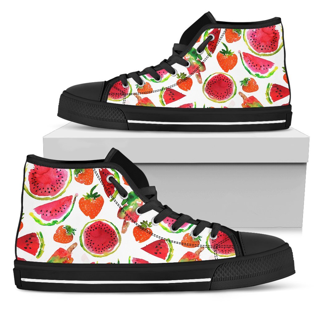 Summer Fruits Watermelon Pattern Print Men's High Top Shoes