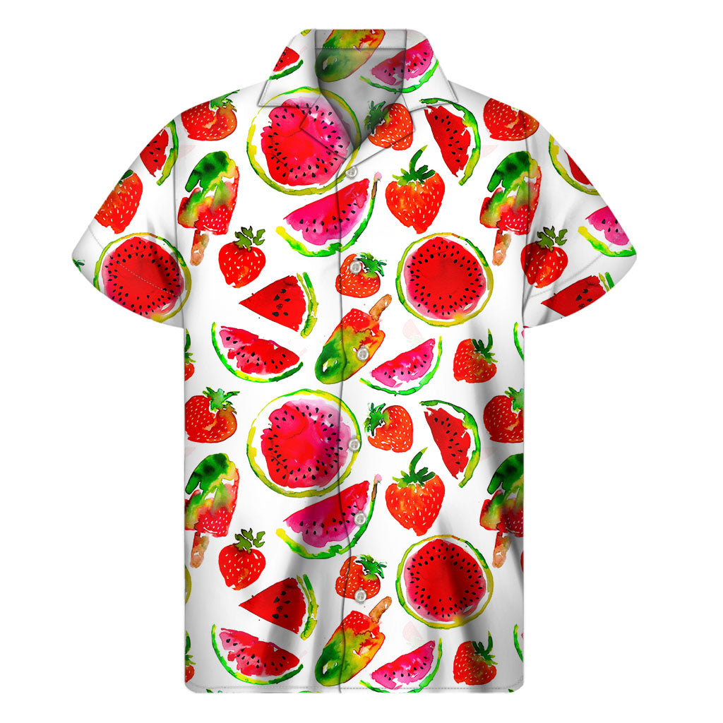 Summer Fruits Watermelon Pattern Print Men's Short Sleeve Shirt