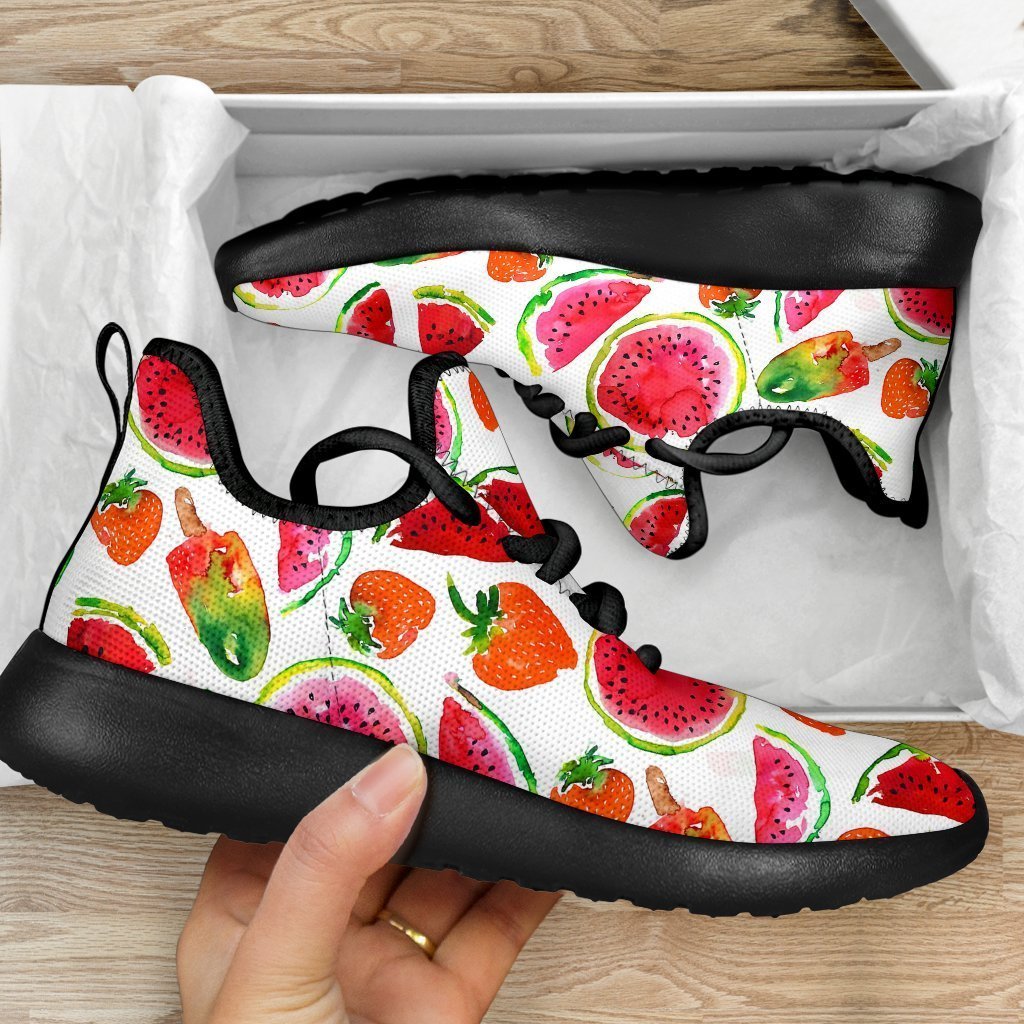 Summer Fruits Watermelon Pattern Print Mesh Knit Shoes