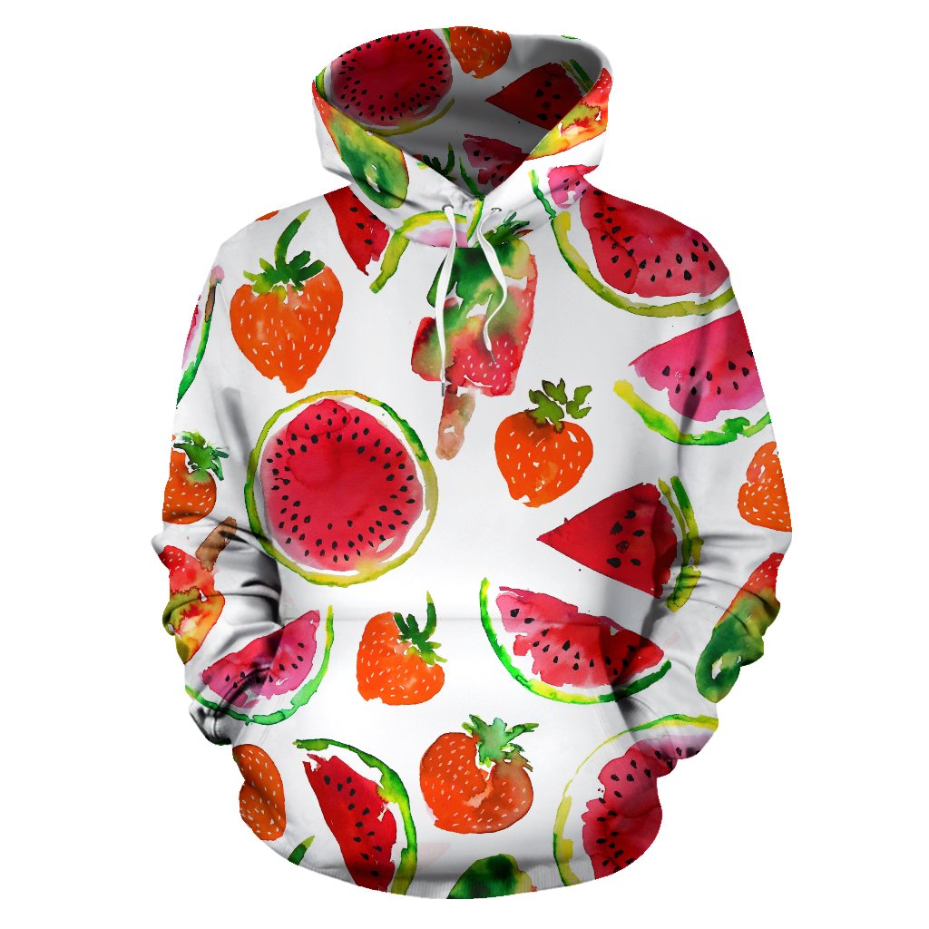 Summer Fruits Watermelon Pattern Print Pullover Hoodie