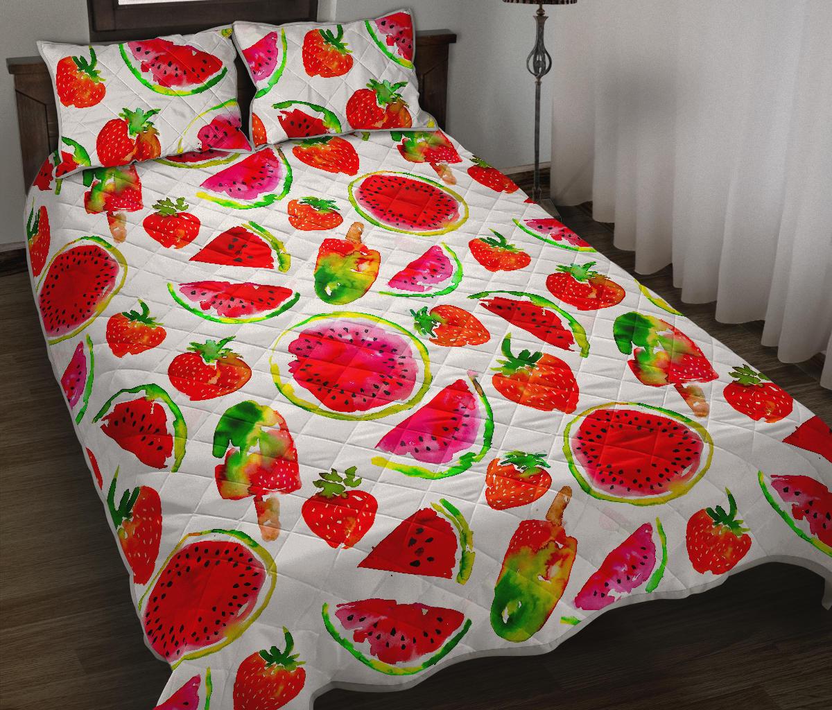 Summer Fruits Watermelon Pattern Print Quilt Bed Set