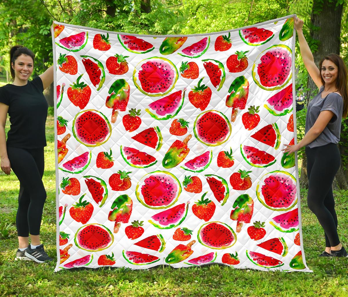 Summer Fruits Watermelon Pattern Print Quilt