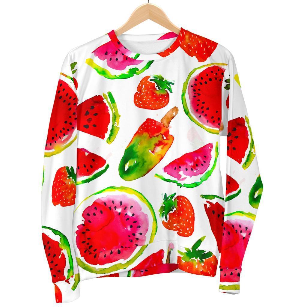 Summer Fruits Watermelon Pattern Print Women's Crewneck Sweatshirt