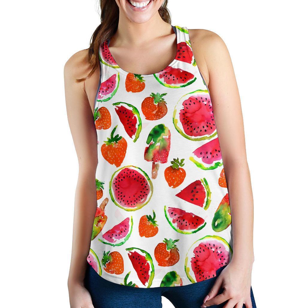 Summer Fruits Watermelon Pattern Print Women's Racerback Tank Top