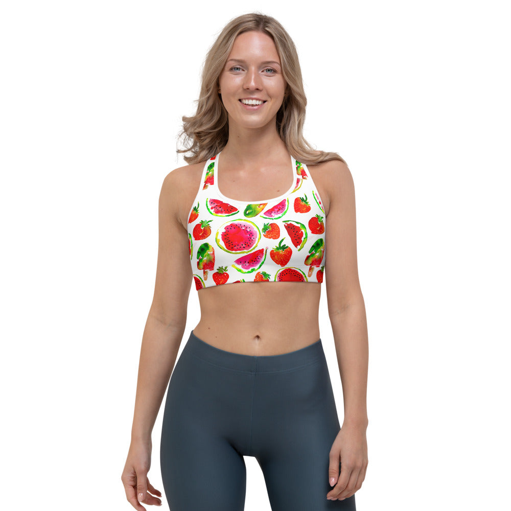 Summer Fruits Watermelon Pattern Print Women's Sports Bra