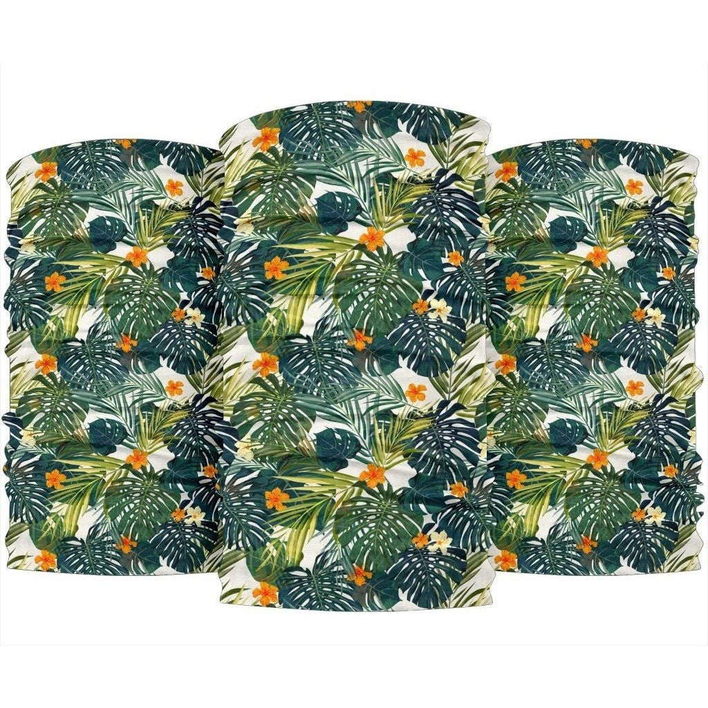 Summer Hawaiian Leaves Pattern Print 3-Pack Bandanas