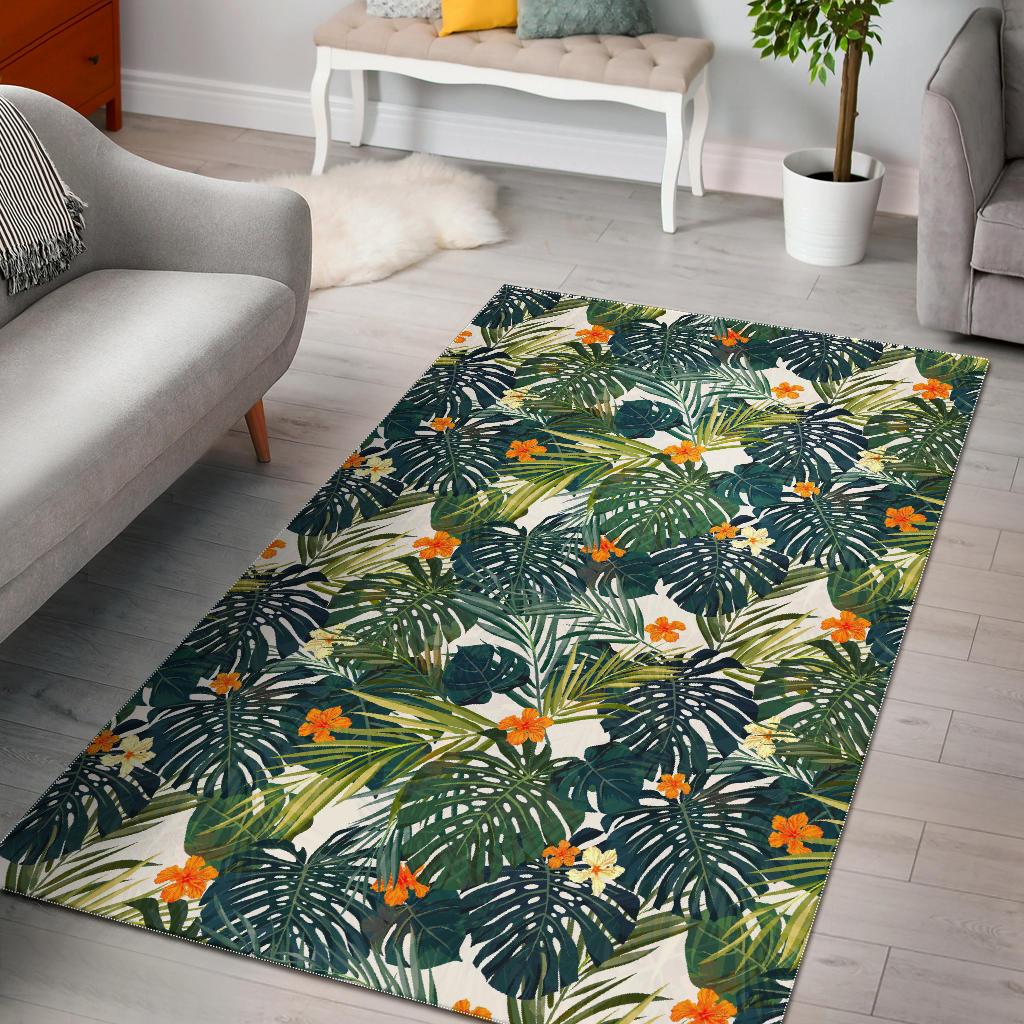 Summer Hawaiian Leaves Pattern Print Area Rug