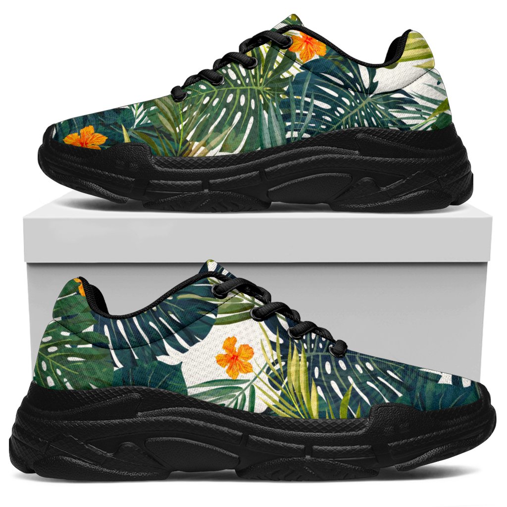 Summer Hawaiian Leaves Pattern Print Chunky Sneakers