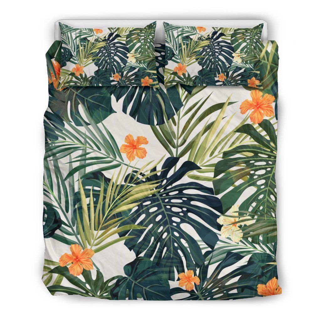 Summer Hawaiian Leaves Pattern Print Duvet Cover Bedding Set