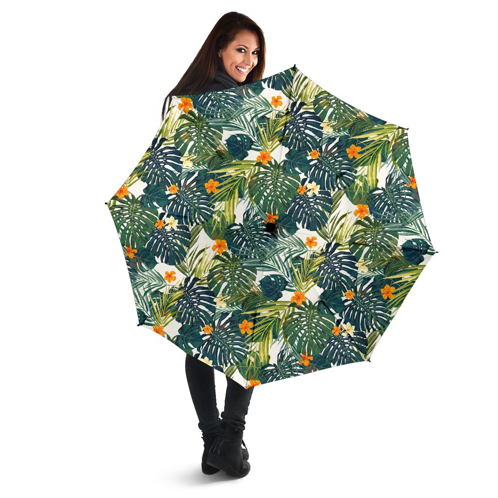 Summer Hawaiian Leaves Pattern Print Foldable Umbrella