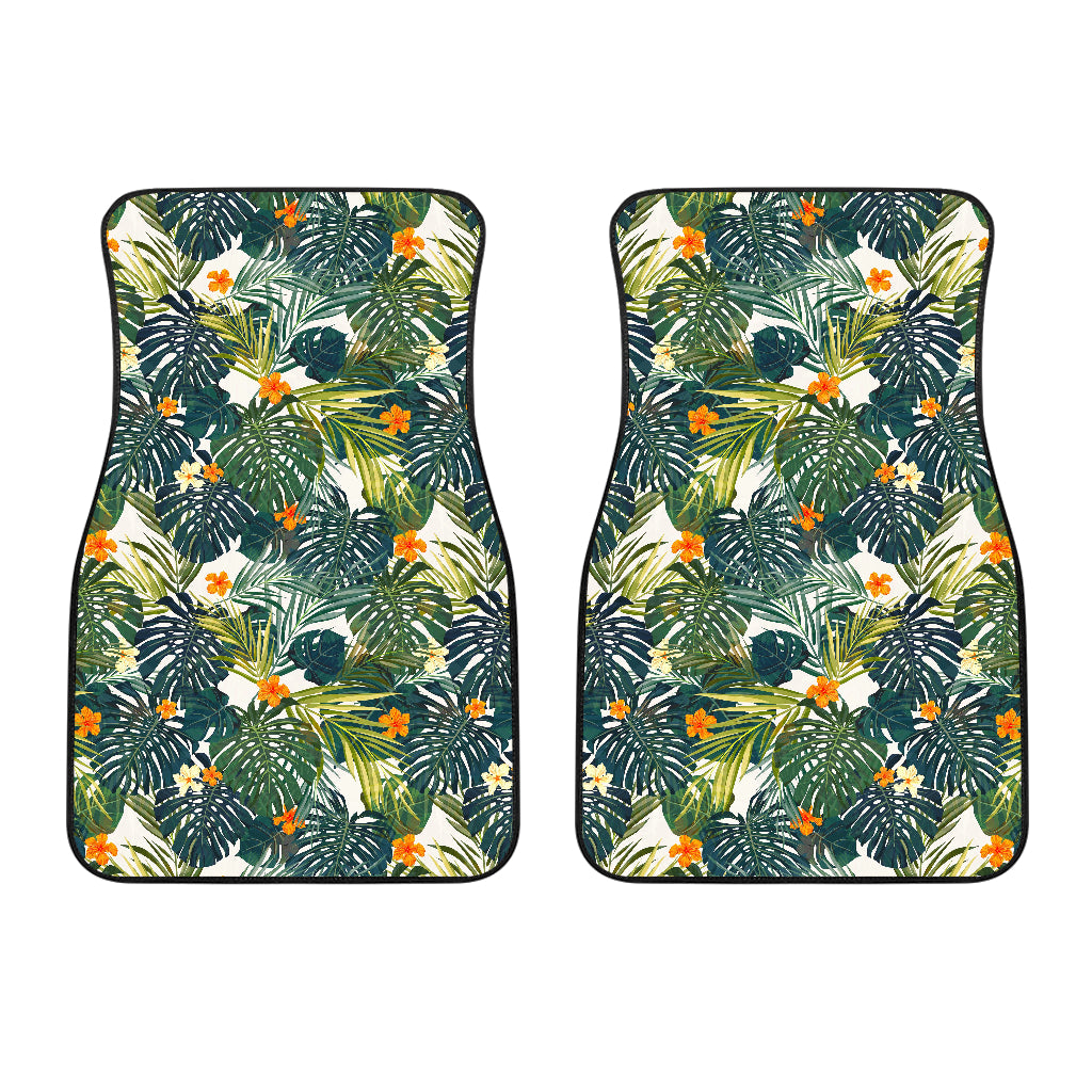 Summer Hawaiian Leaves Pattern Print Front Car Floor Mats