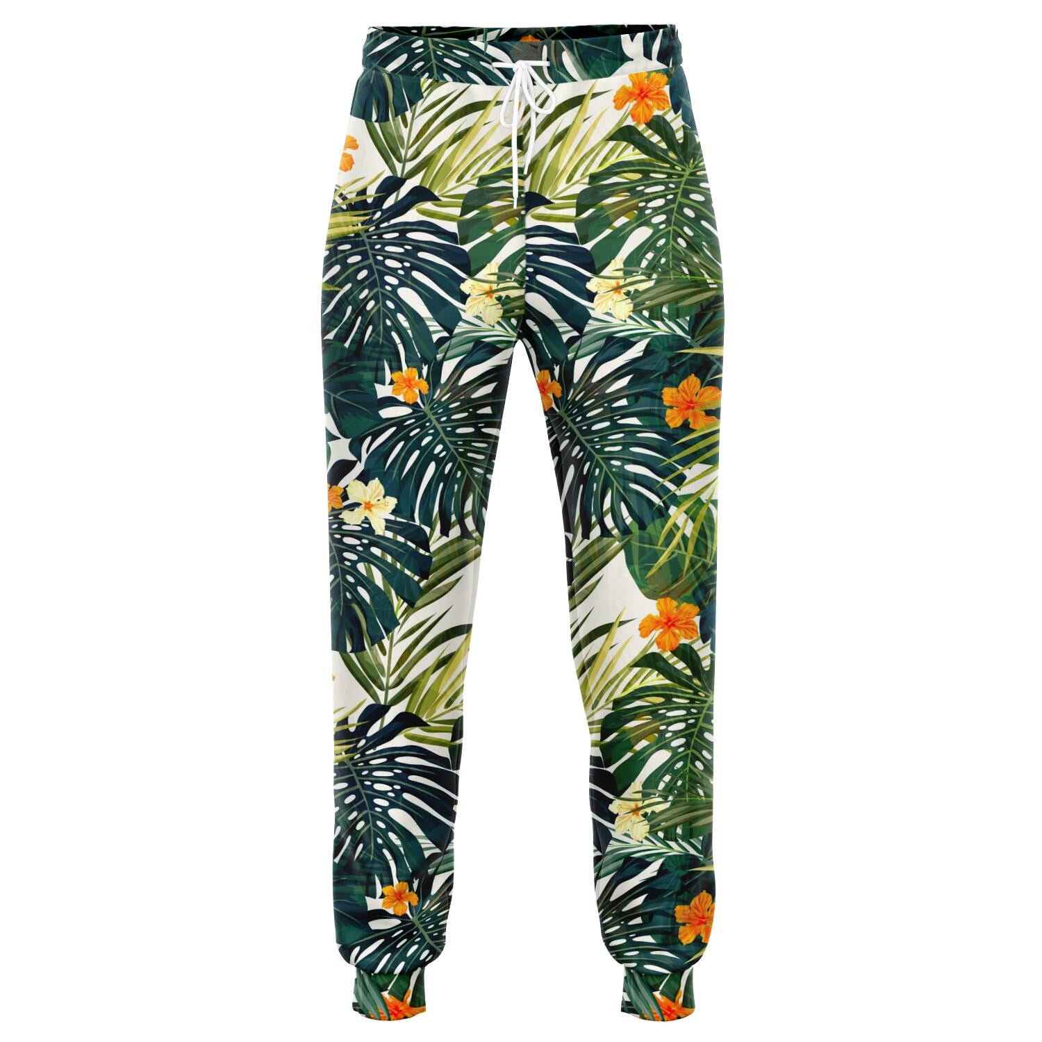 Summer Hawaiian Leaves Pattern Print Jogger Pants