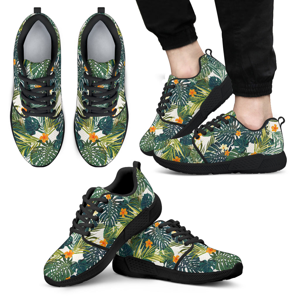 Summer Hawaiian Leaves Pattern Print Men's Athletic Shoes