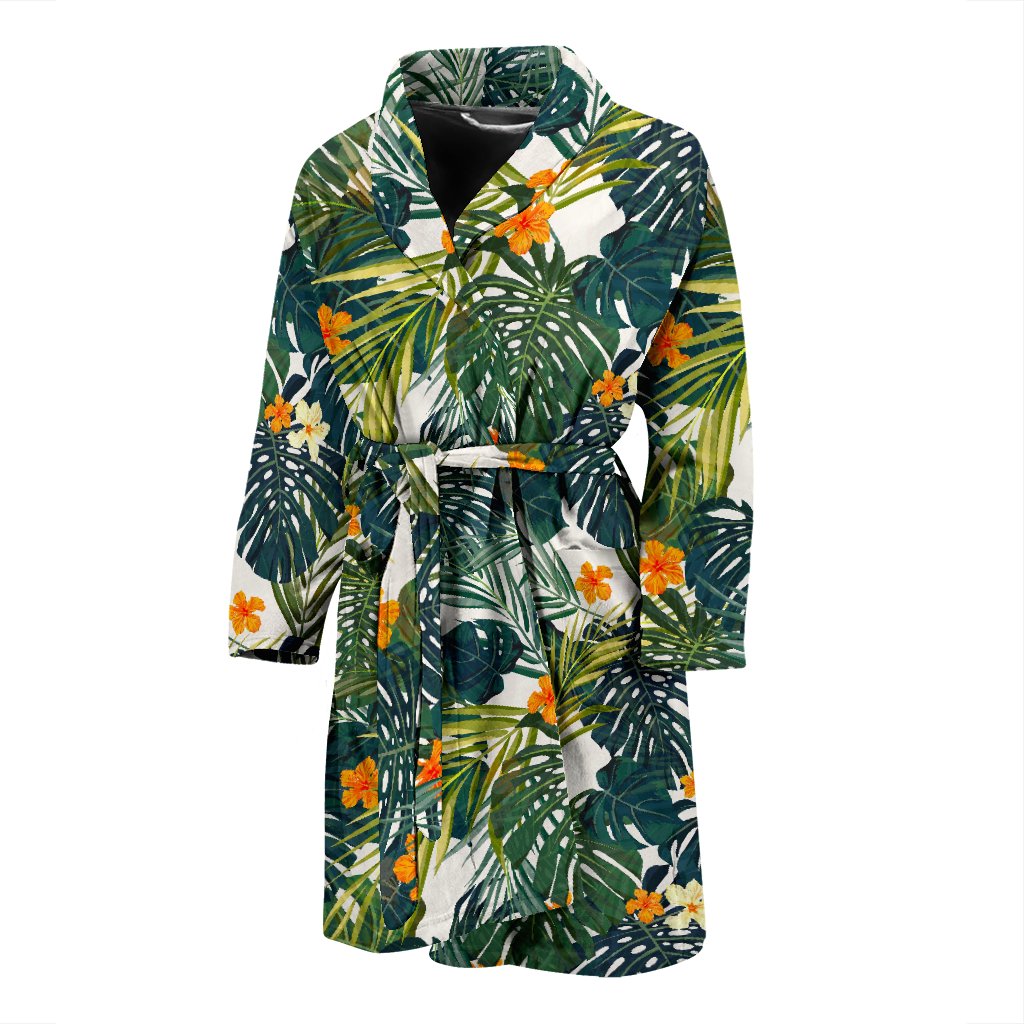 Summer Hawaiian Leaves Pattern Print Men's Bathrobe