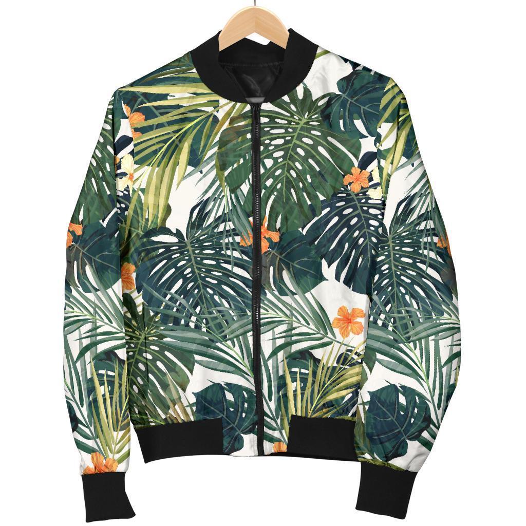 Summer Hawaiian Leaves Pattern Print Men's Bomber Jacket