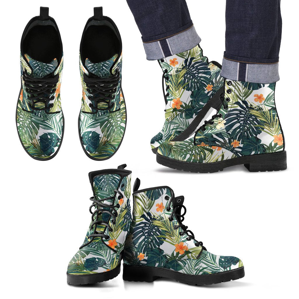 Summer Hawaiian Leaves Pattern Print Men's Boots