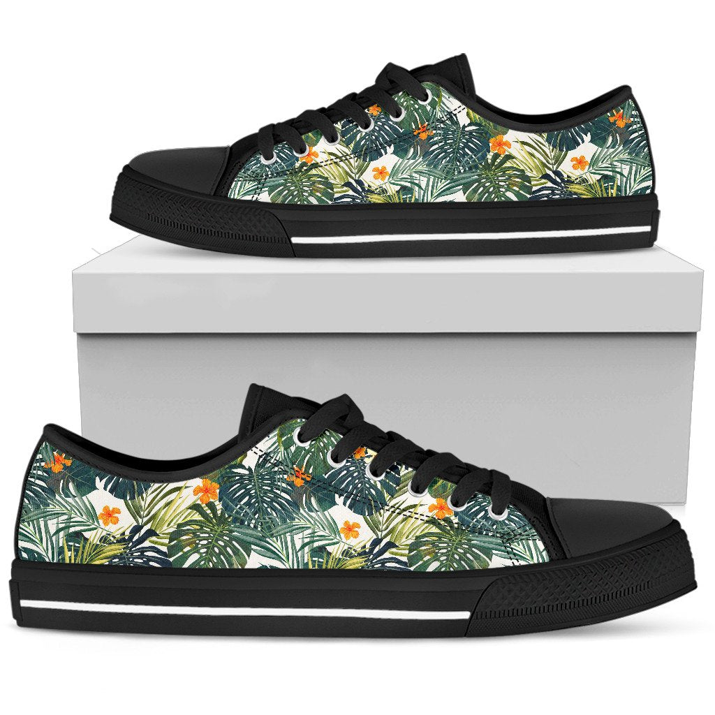 Summer Hawaiian Leaves Pattern Print Men's Low Top Shoes